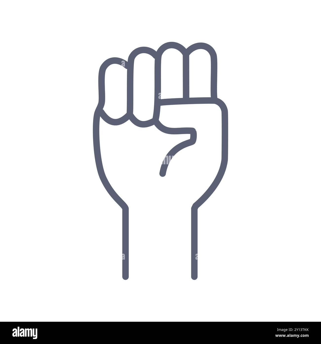 Raised fist icon. Line art illustration of a clenched fist.  Symbol of strength, unity, and protest. Stock Vector