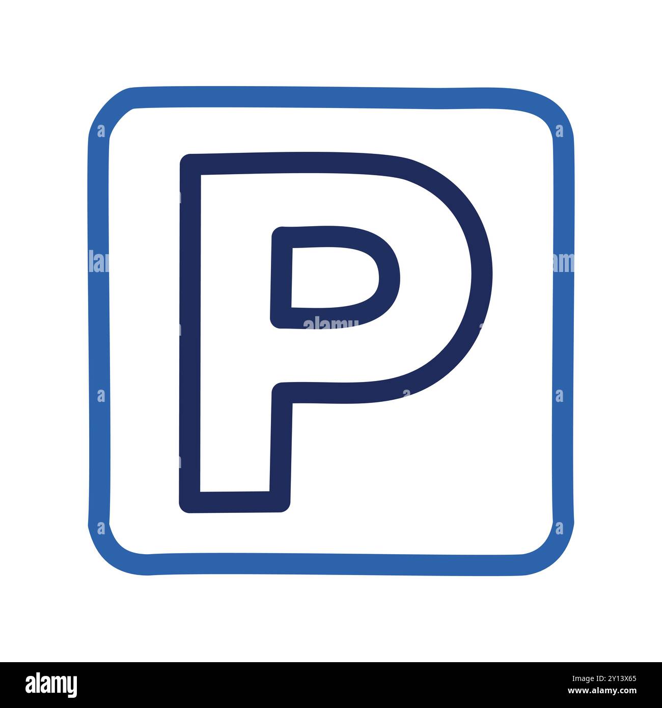 Parking symbol. Blue outlined parking symbol with a white background. Stock Vector