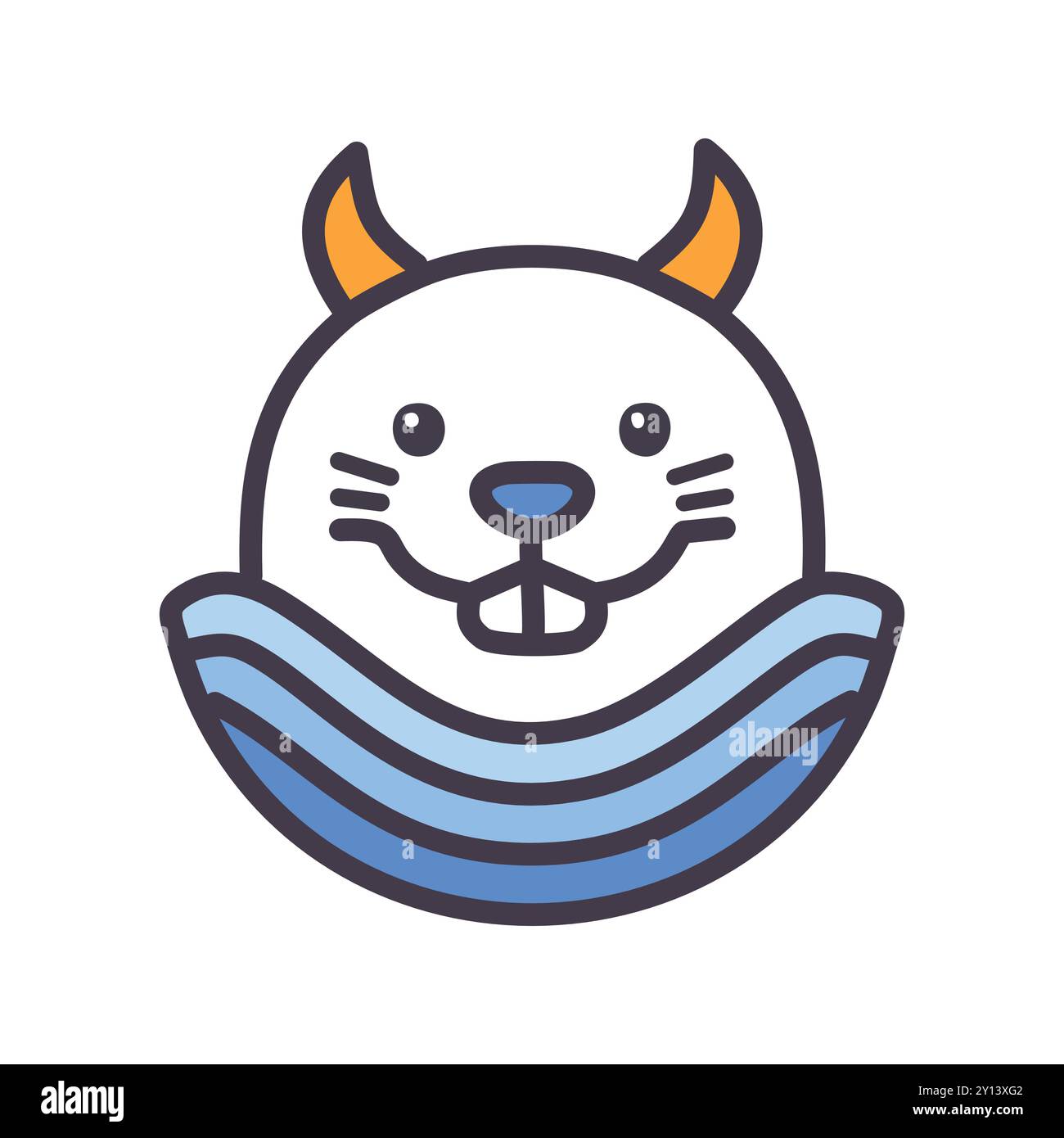 Cute sea otter cartoon. Adorable cartoon sea otter with cheerful expression, perfect for children's books and illustrations. Stock Vector