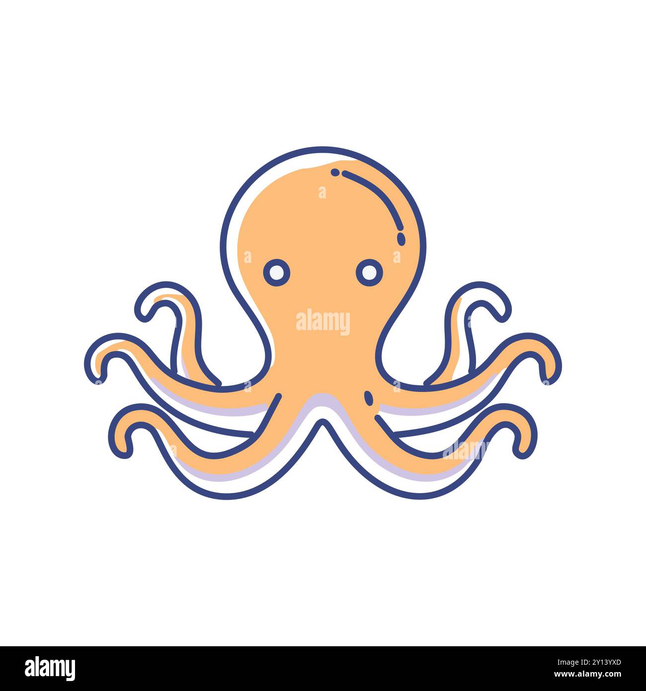 Cute octopus cartoon. Adorable cartoon octopus with eight arms and big eyes. Perfect for kids, ocean-themed designs, or marine life illustrations. Stock Vector