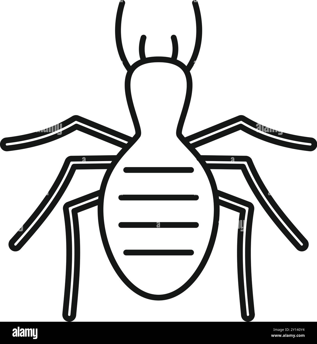 Simple termite icon showing the segmented body and six legs of the wood ...