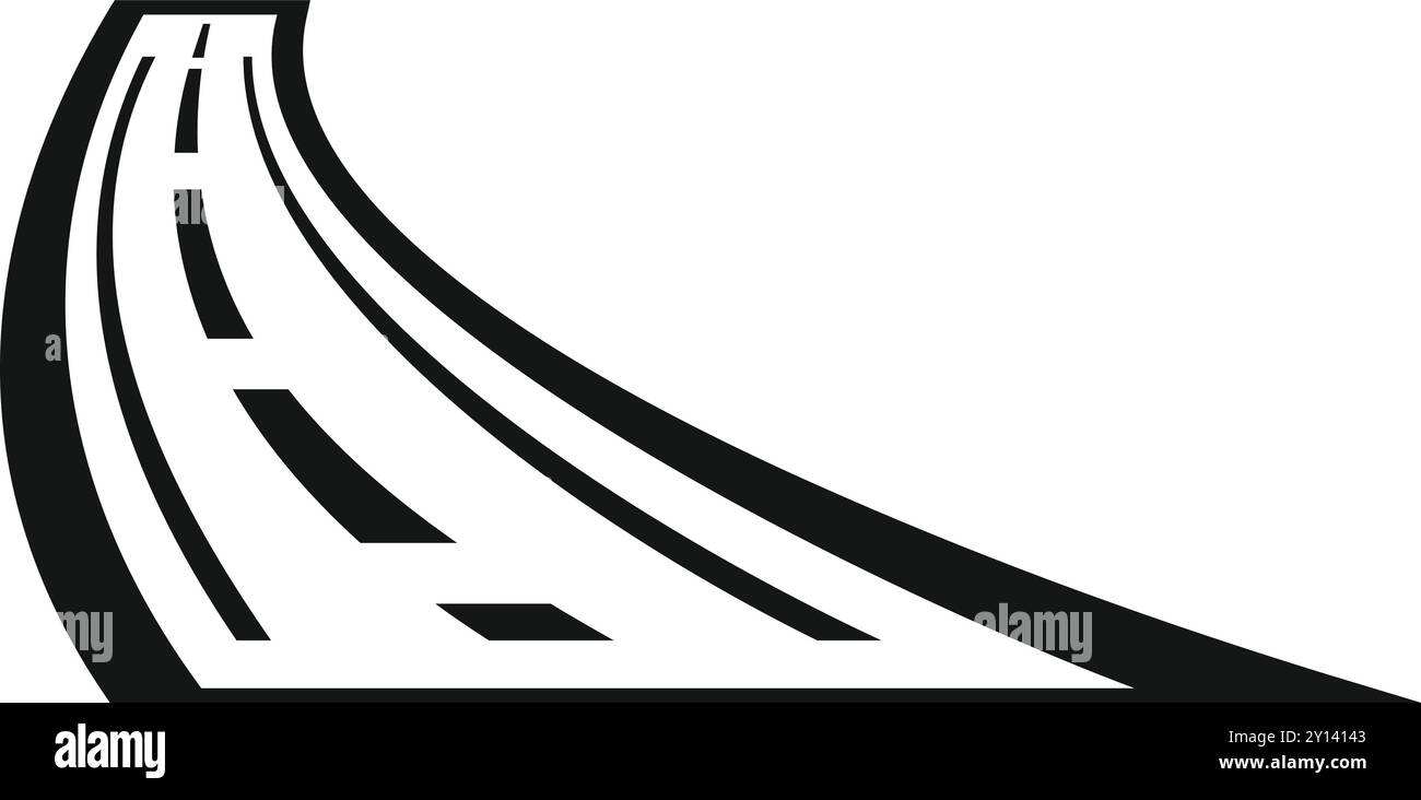 Black and white illustration of a winding road disappearing into the ...