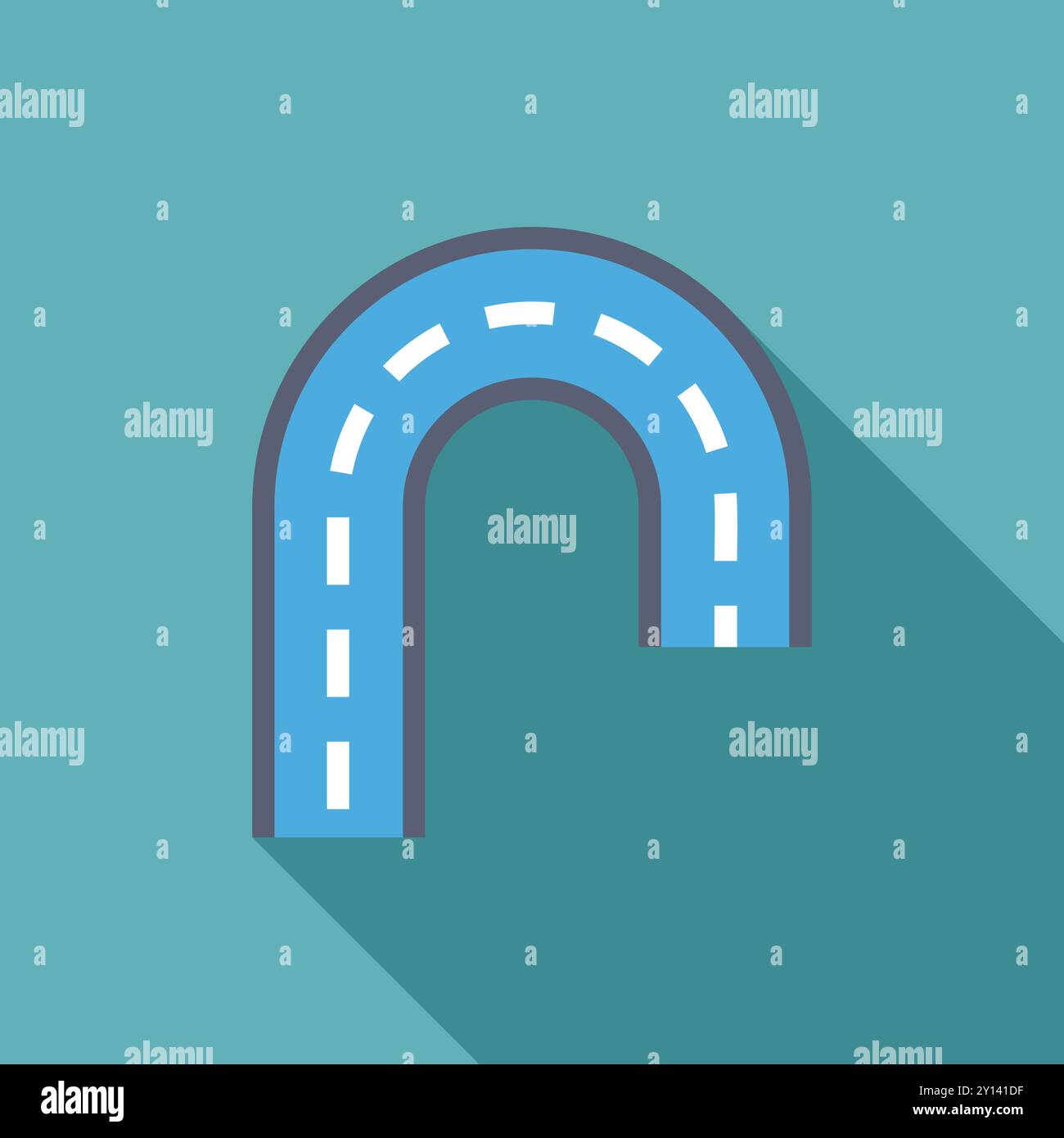 Flat design icon of a winding road turning back going nowhere, symbolizing a detour or a dead end Stock Vector
