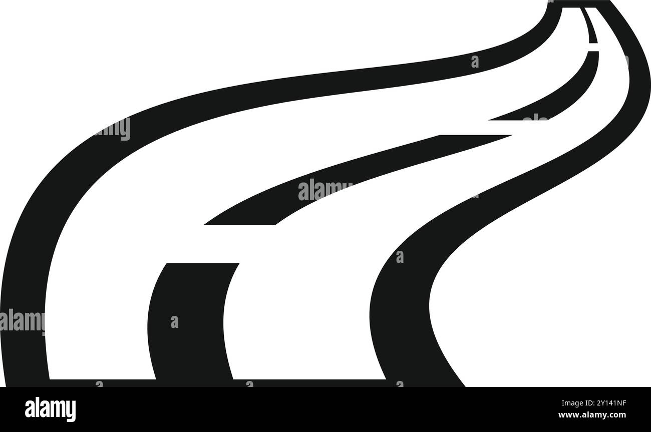 Simple black and white icon of a winding road disappearing into the ...
