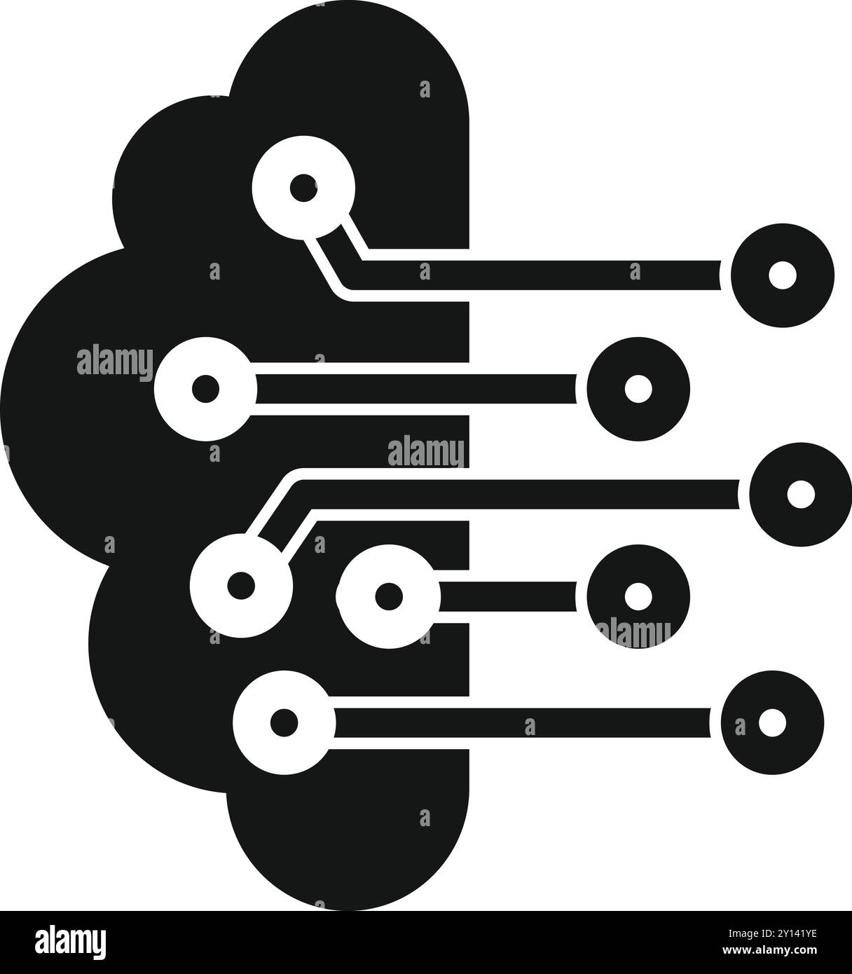 This simple icon represents data storage using cloud computing and electronic circuits Stock Vector