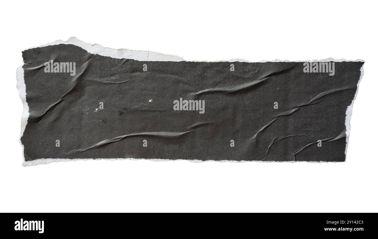 Torn rectangle black paper for using as textbox on white background with clipping path Stock Photo