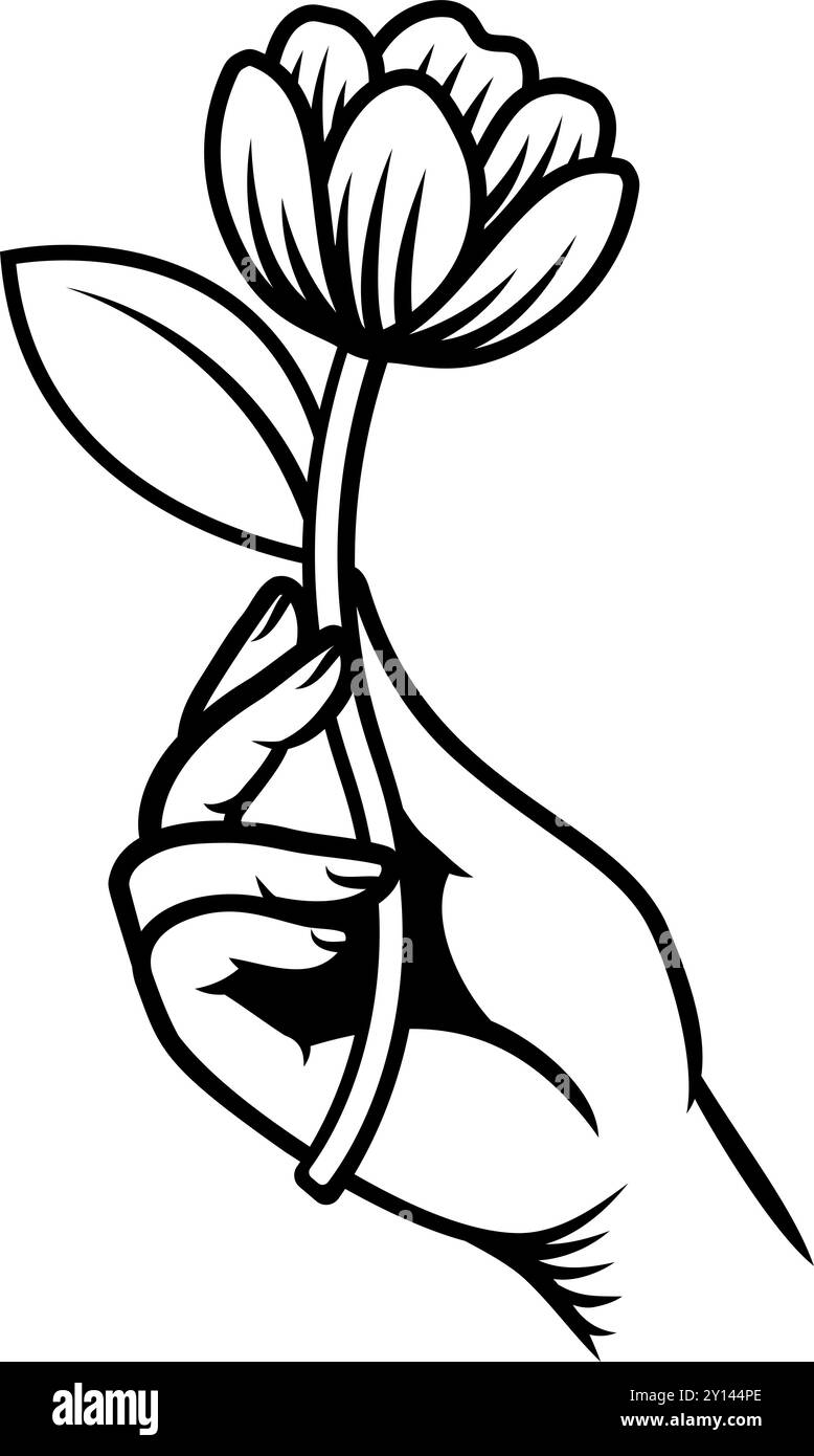 Hand flower woodcut hi-res stock photography and images - Alamy