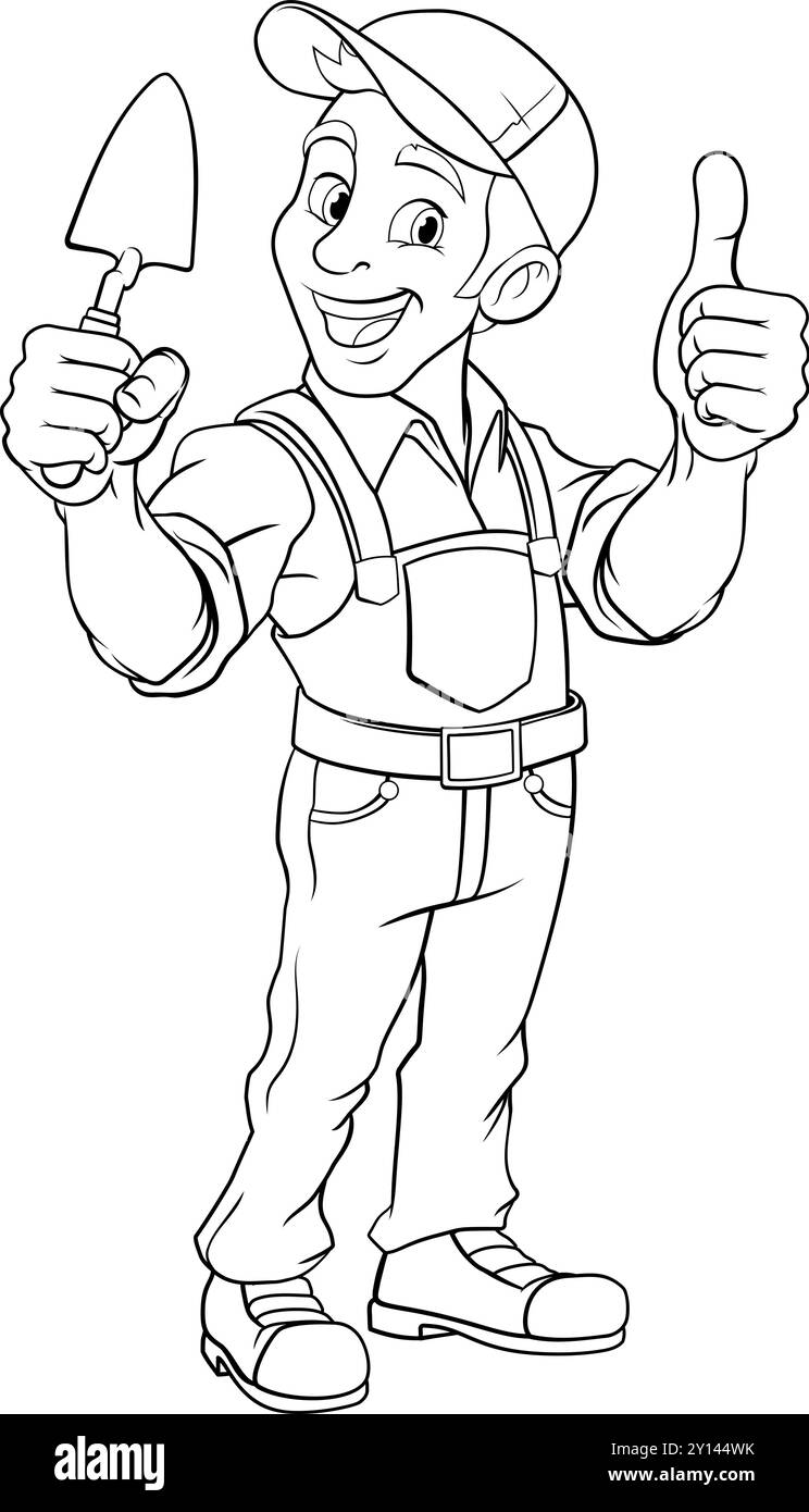 Bricklayer Mascot Tool Mason Construction Mascot Stock Vector