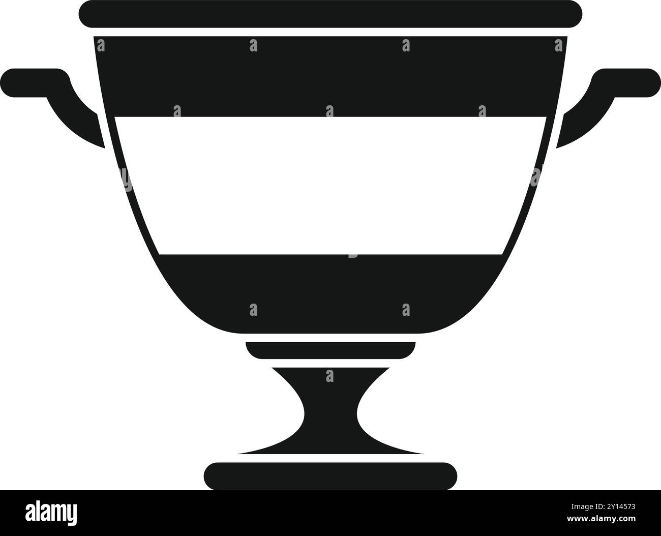 Black and white icon of an ancient greek vase standing on a pedestal ...