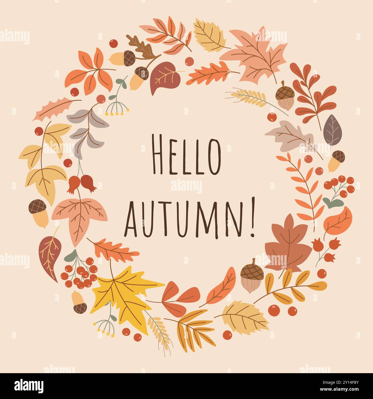Autumn greeting card acorns Stock Vector Images - Alamy