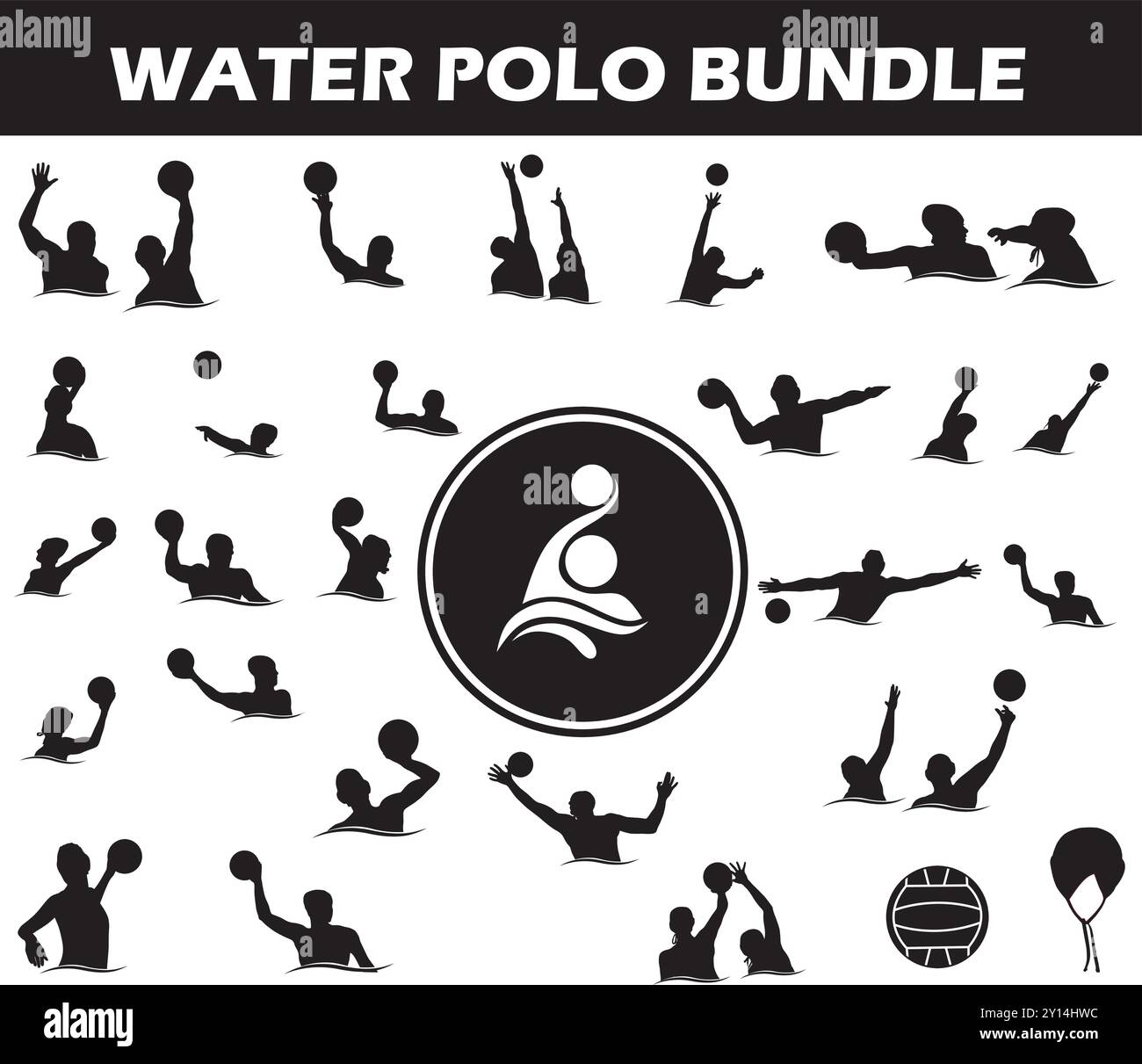 Water Polo Silhouette Bundle Collection of Water Polo Players with
