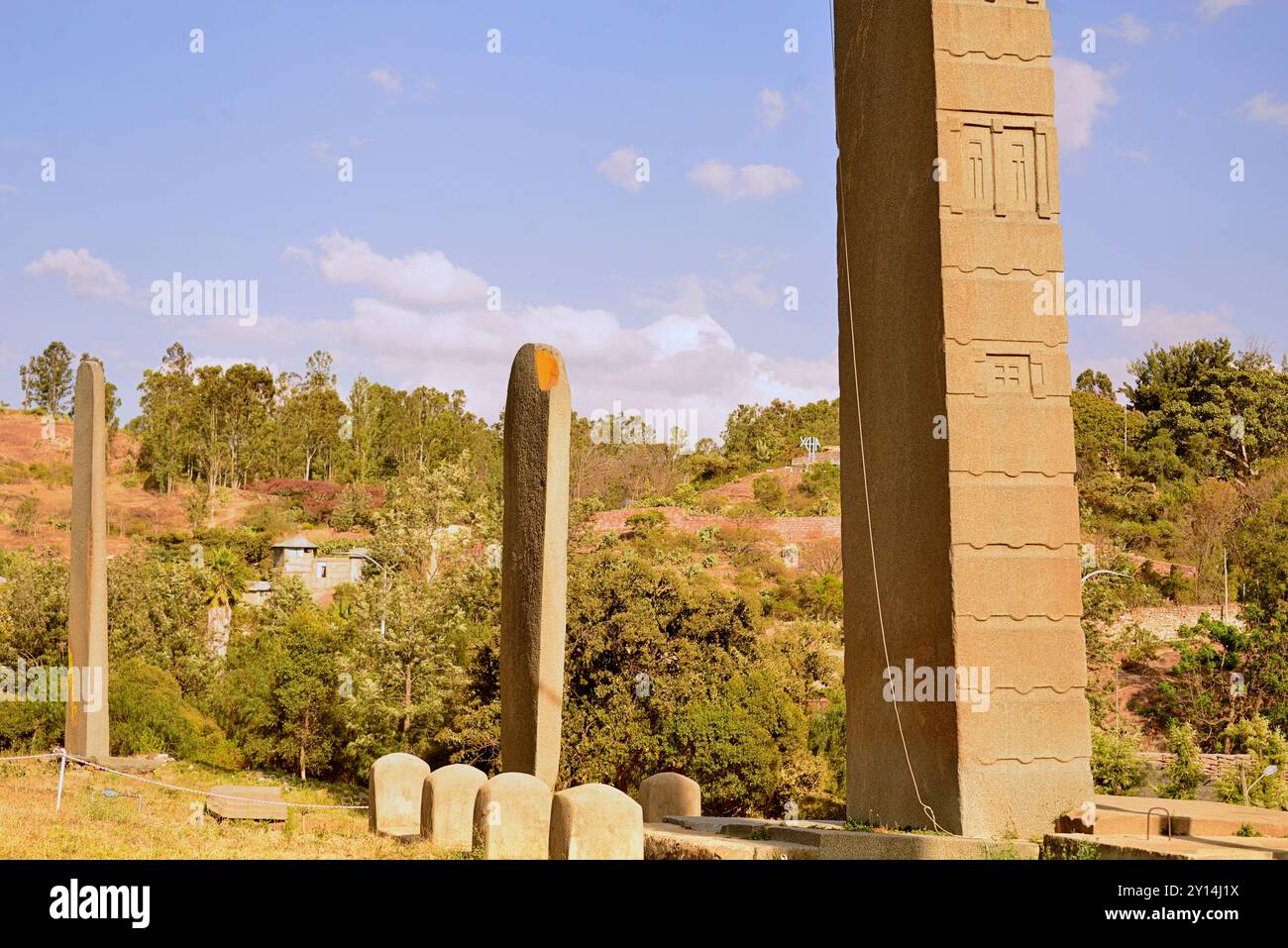 Ethiopia,Axum,city located in the Tigray Region,The thousand stelae in Axum paid honor to the deceased rulers and nobles of  the city Stock Photo