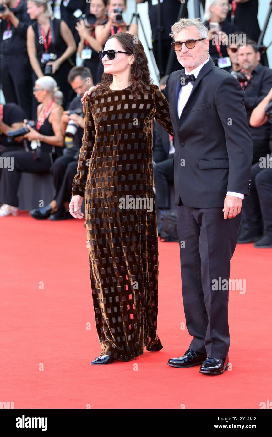 Italy, Lido di Venezia, September 04, 2024 Rain Phoenix and Joaquin