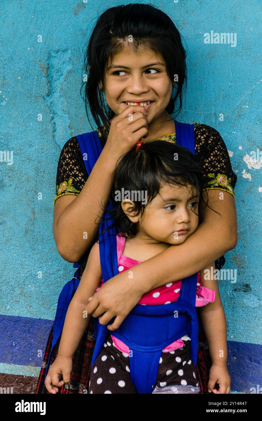 family, La Parroquia, Reyna area, Quiche, Guatemala, Central America ...