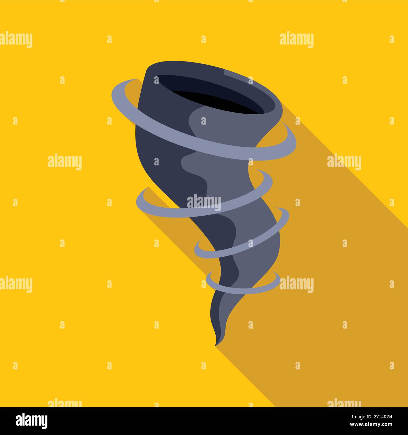 Powerful tornado is rotating with great force on a yellow background Stock Vector