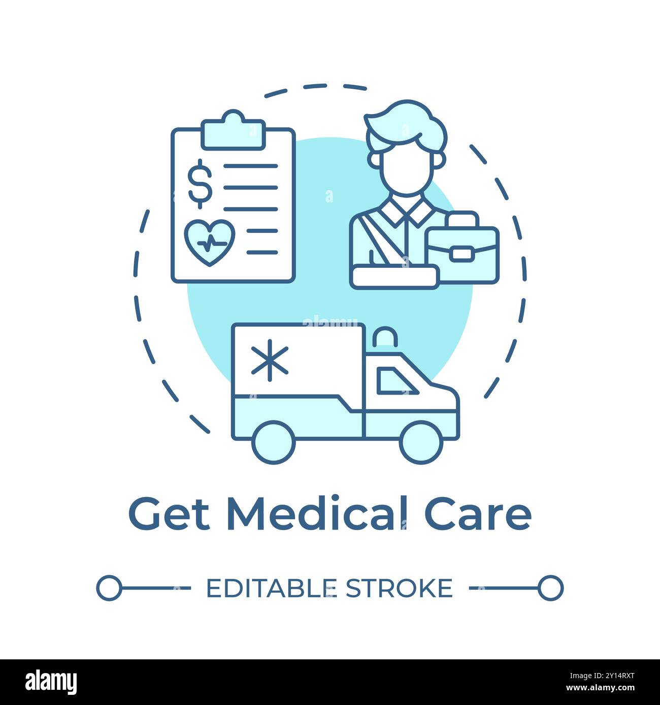 Get medical care soft blue concept icon Stock Vector