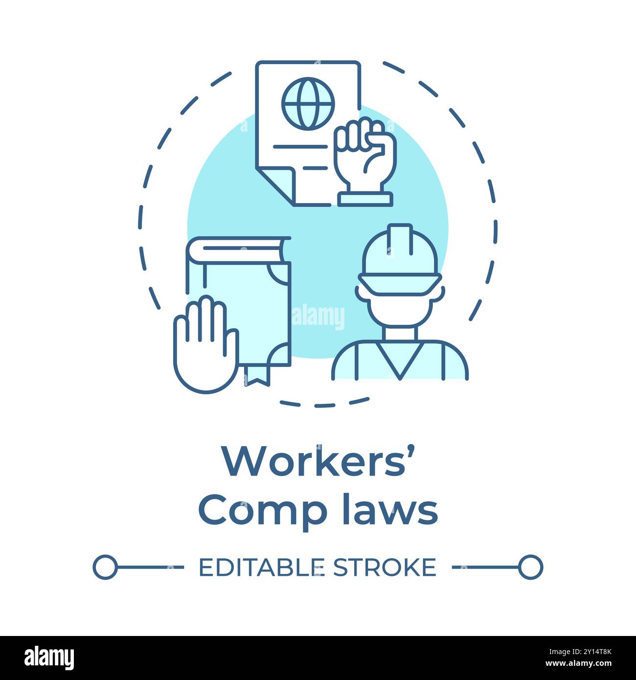 Workers compensation laws soft blue concept icon Stock Vector
