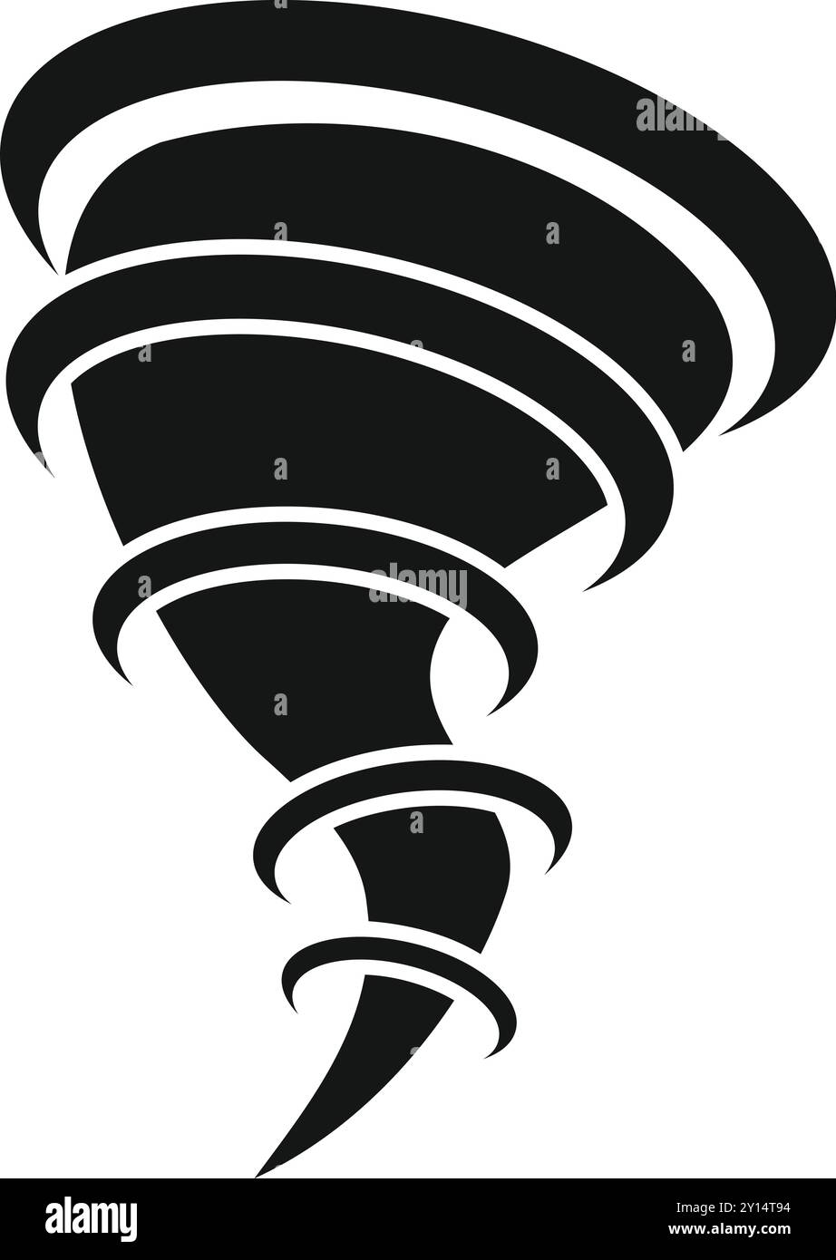 Black and white icon of a tornado rotating and touching the ground ...