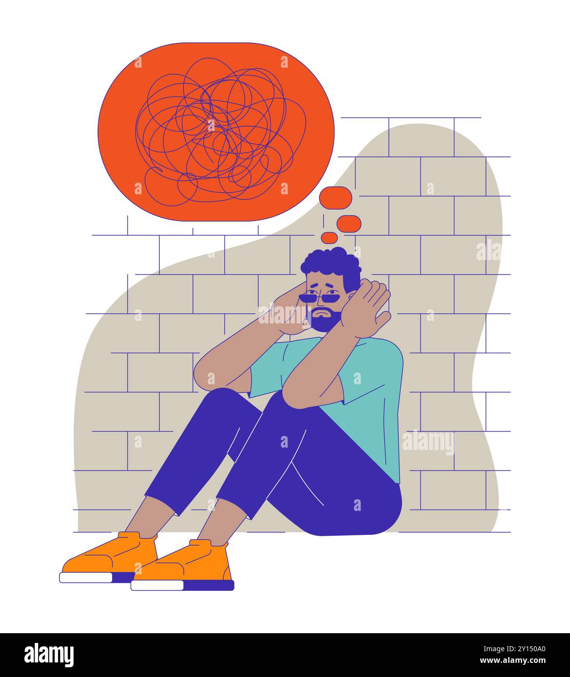 Mental Health Crisis 2d Illustration Concept Stock Vector Image Art