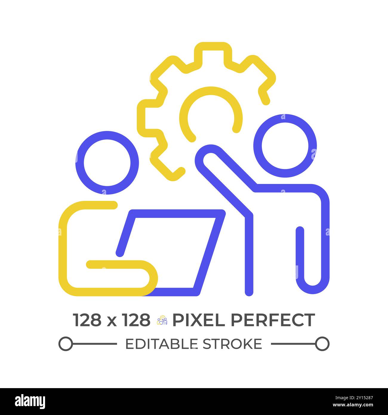 Collaboration two color line icon Stock Vector