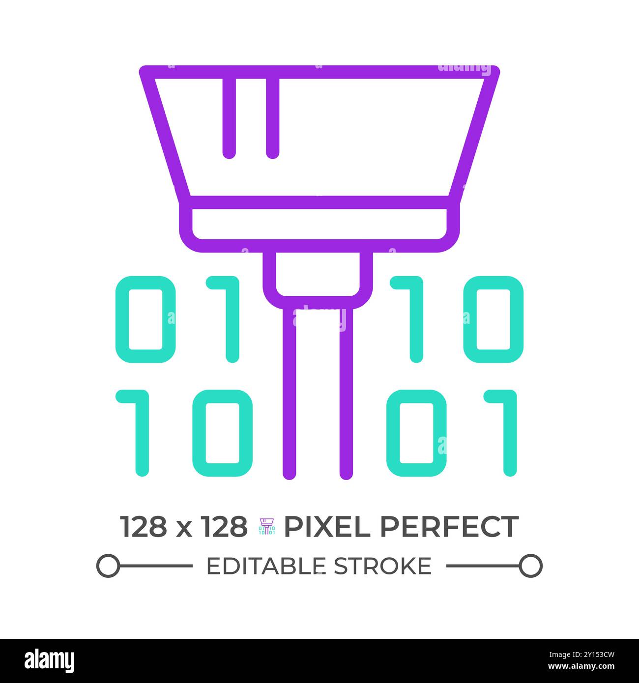 Data cleansing two color line icon Stock Vector
