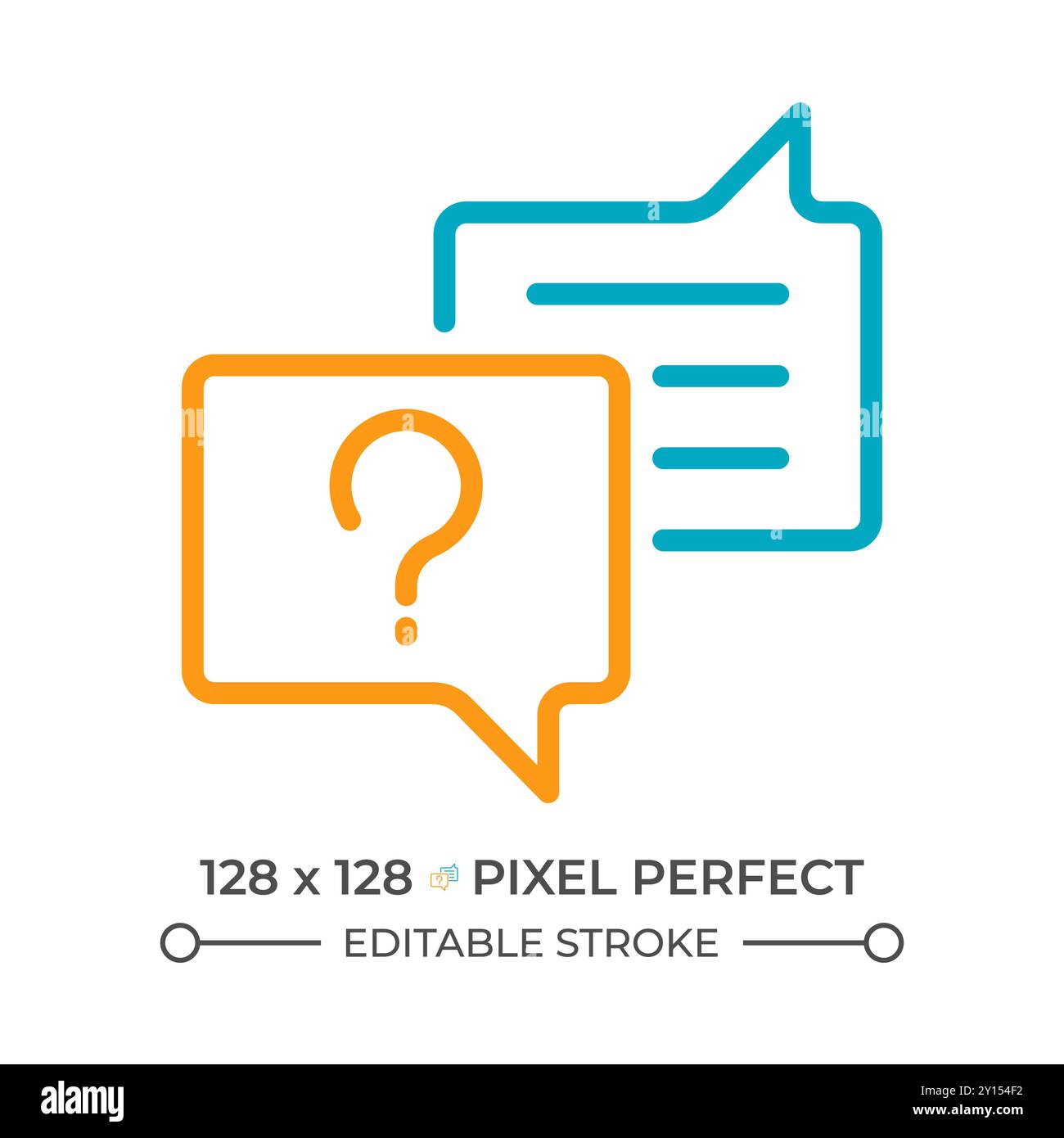 Customer inquiry two color line icon Stock Vector