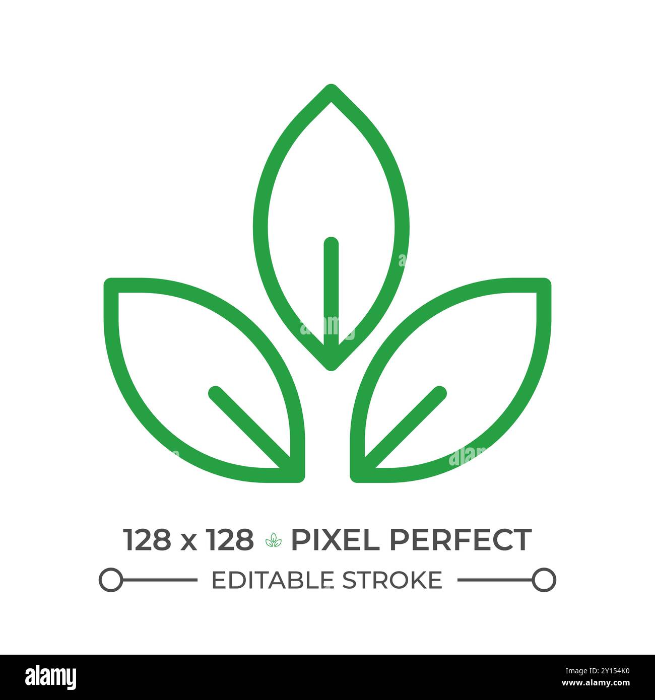Green leaves two color line icon Stock Vector
