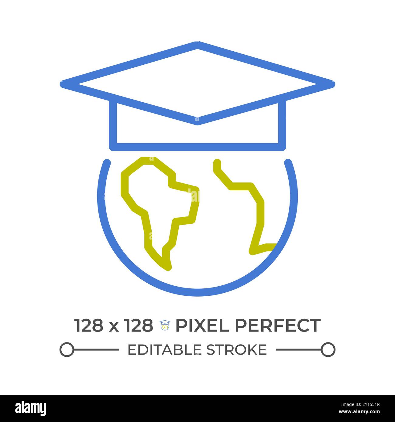 International education two color line icon Stock Vector