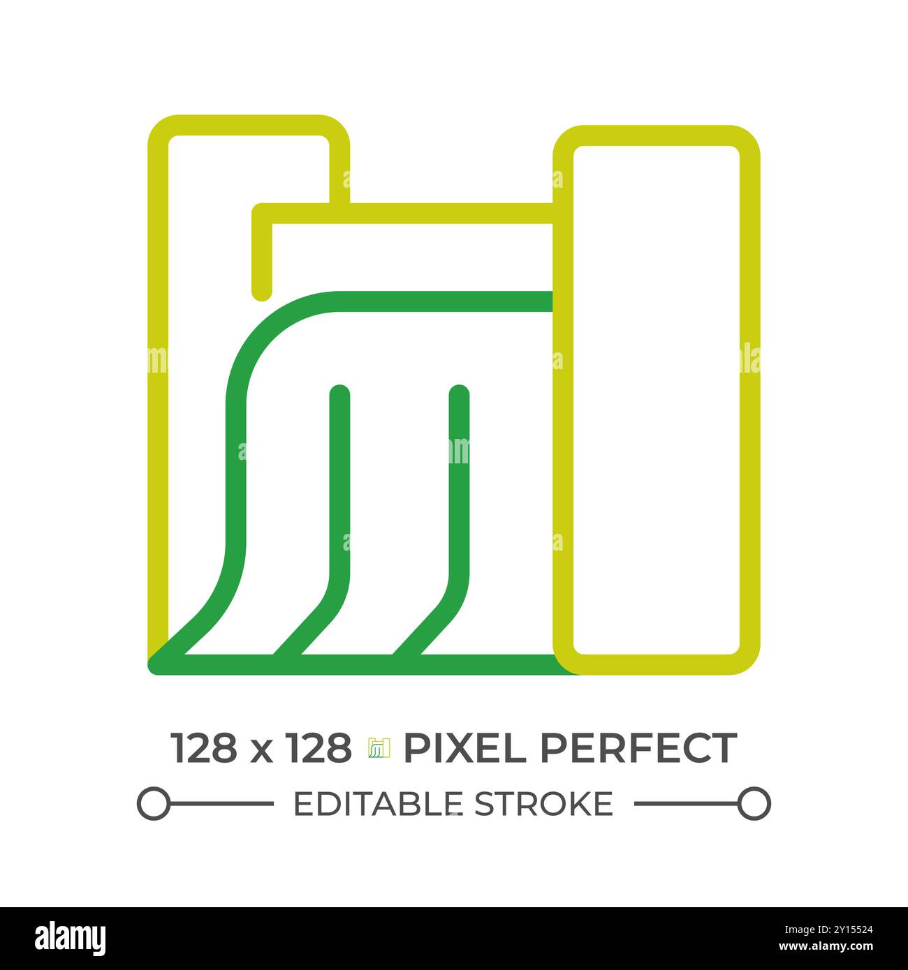 Hydroelectric station two color line icon Stock Vector