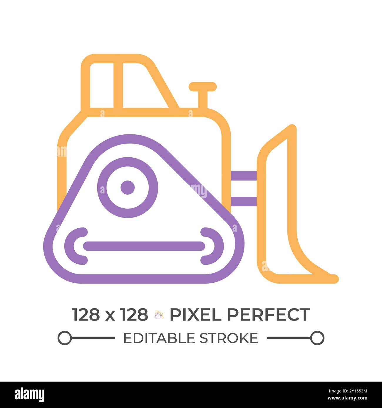 Bulldozer two color line icon Stock Vector
