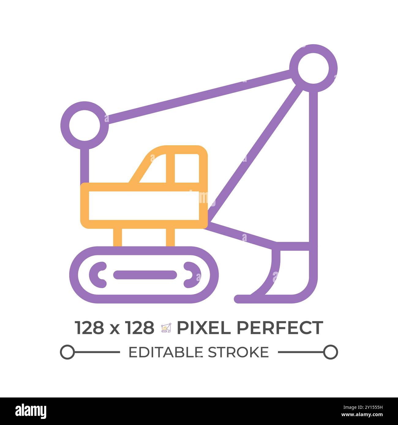 Dragline excavator two color line icon Stock Vector