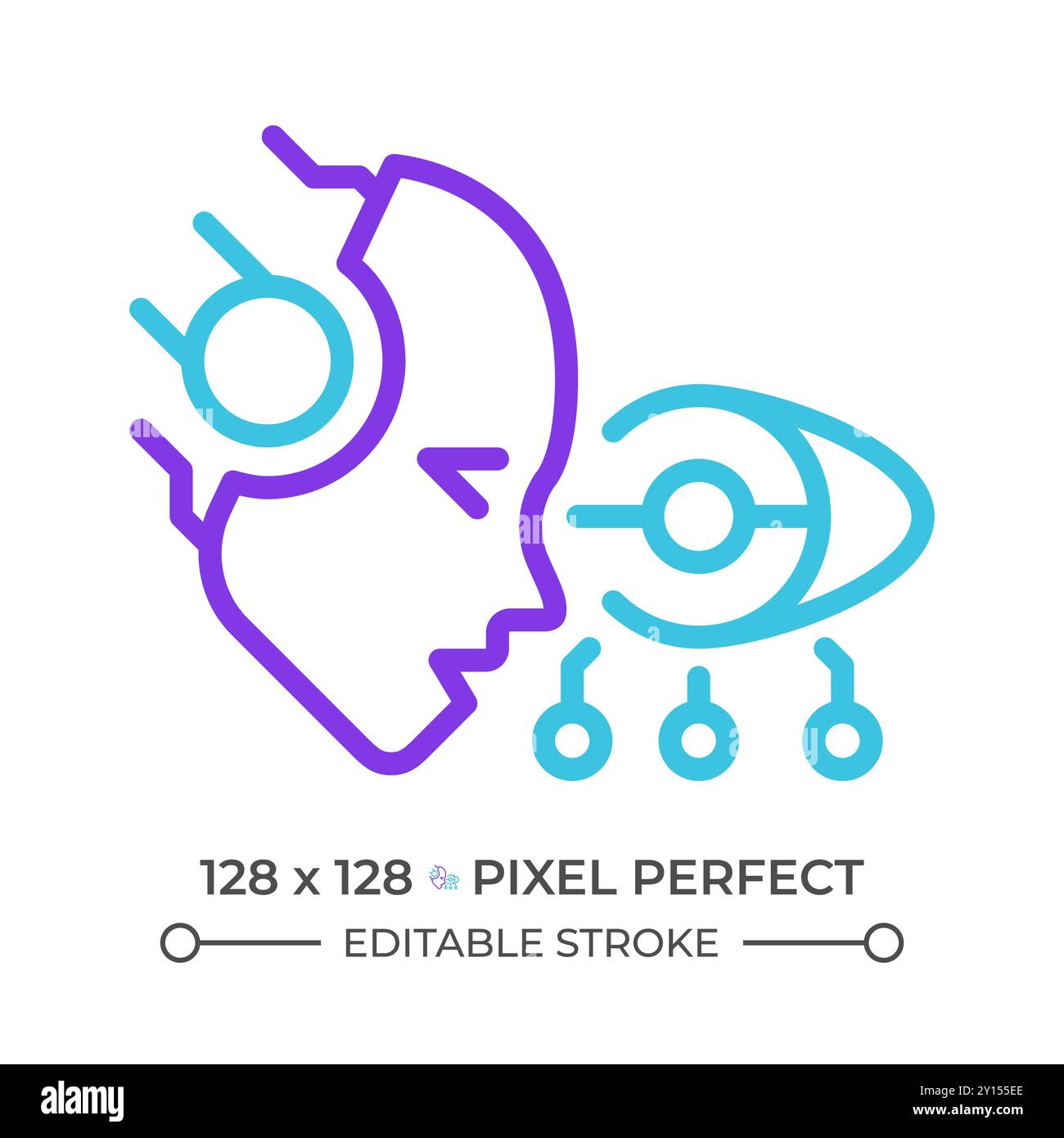 AI see two color line icon Stock Vector