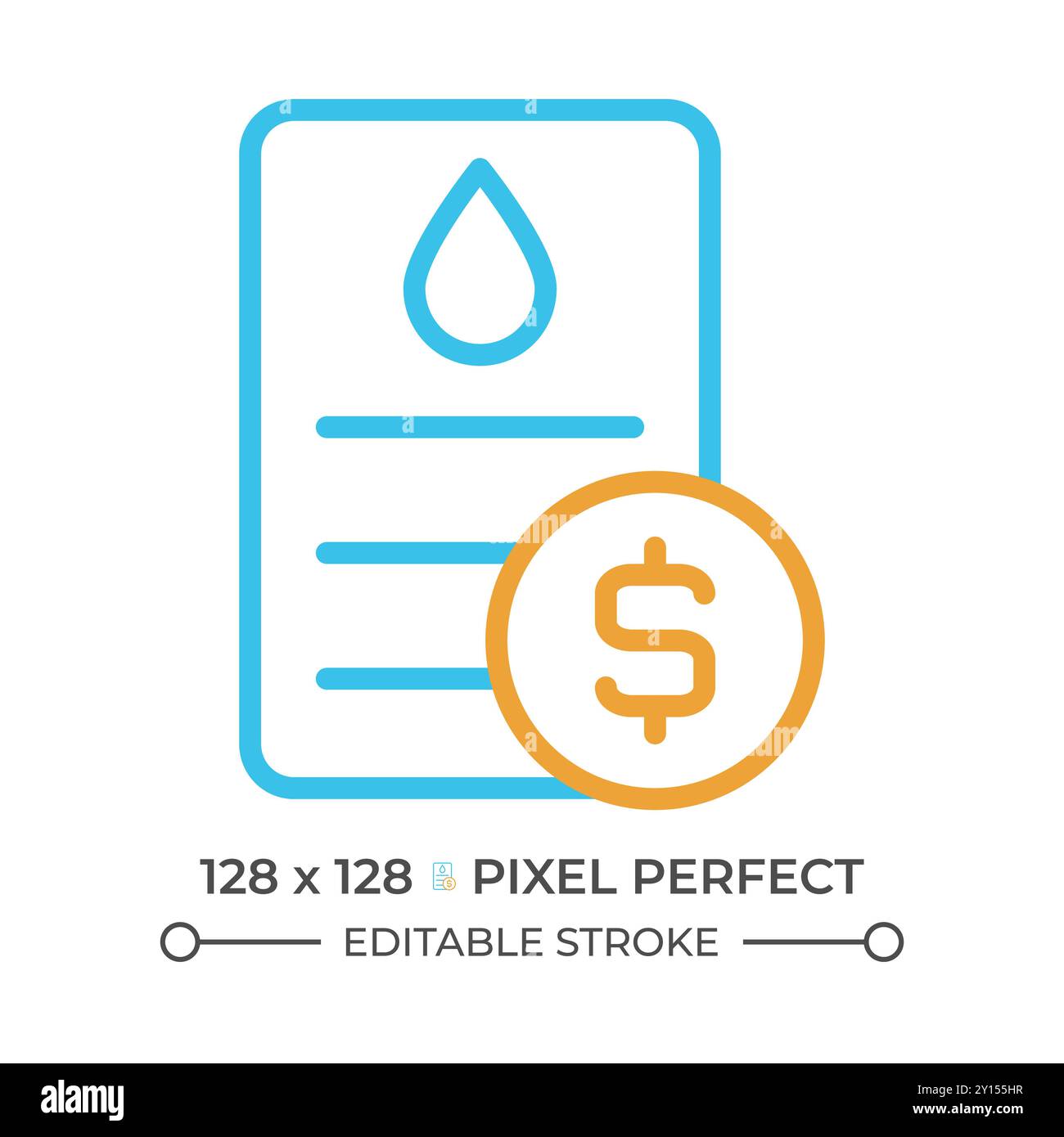 Water bill two color line icon Stock Vector