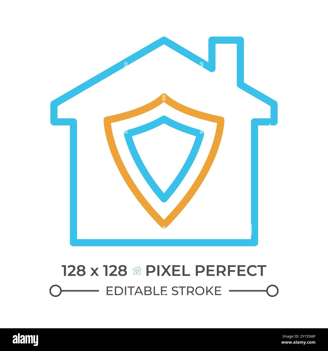 Home security two color line icon Stock Vector