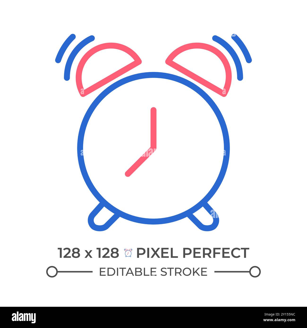 Ringing alarm clock two color line icon Stock Vector