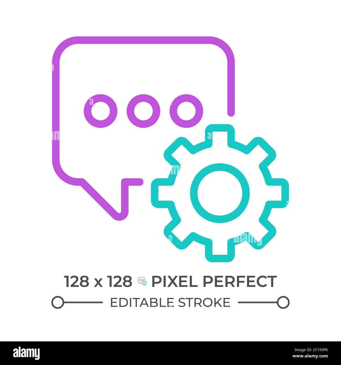 Message settings two color line icon Stock Vector