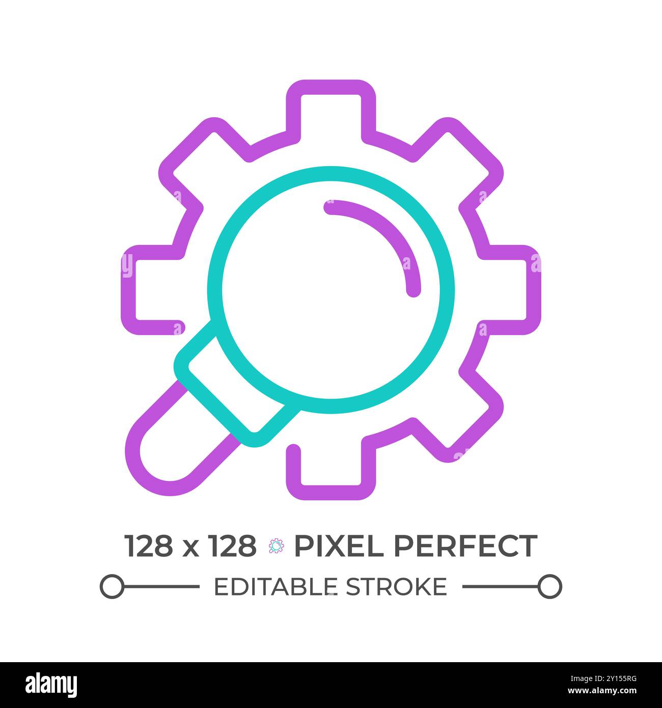 Extended search two color line icon Stock Vector