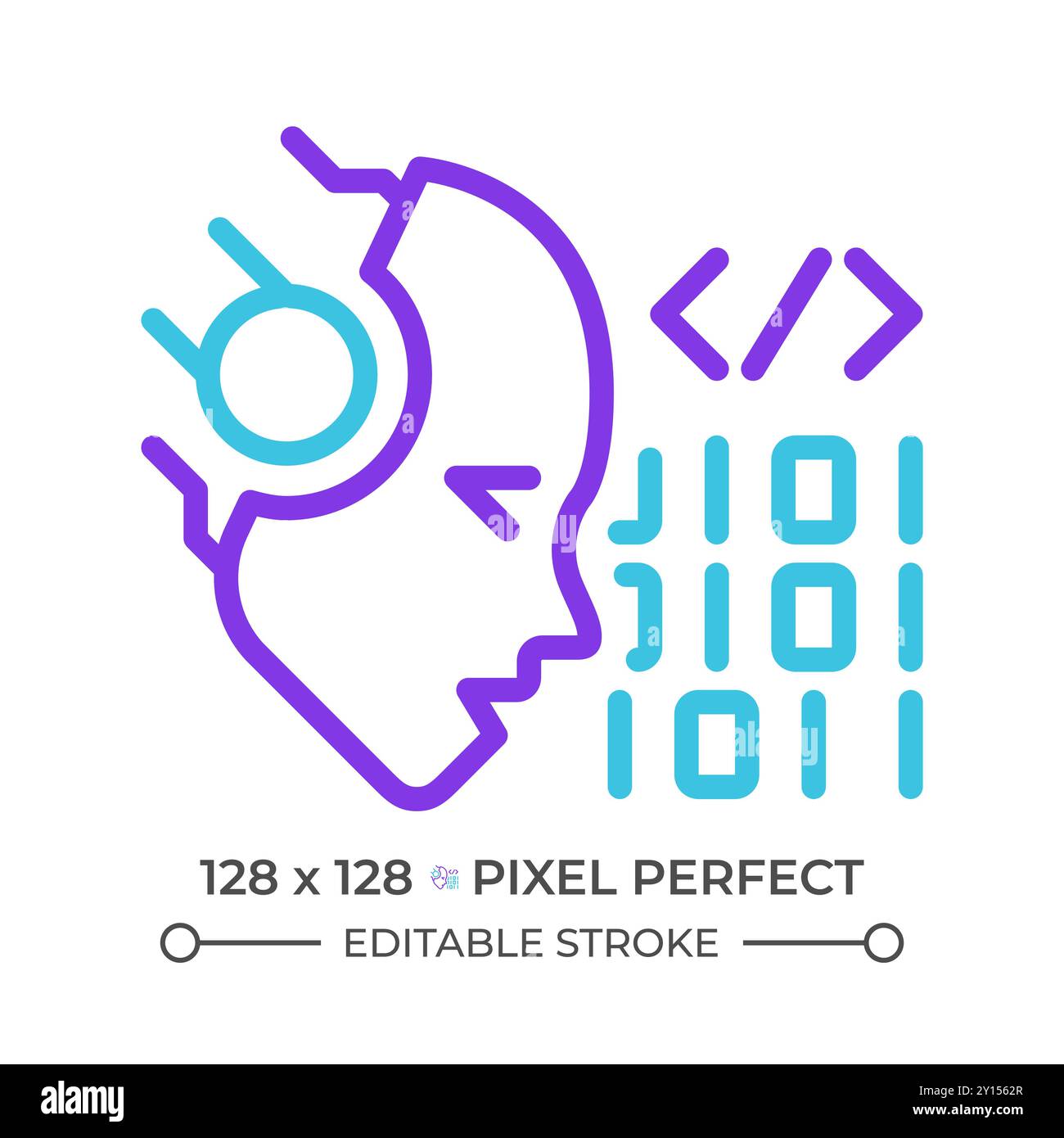 AI codes two color line icon Stock Vector