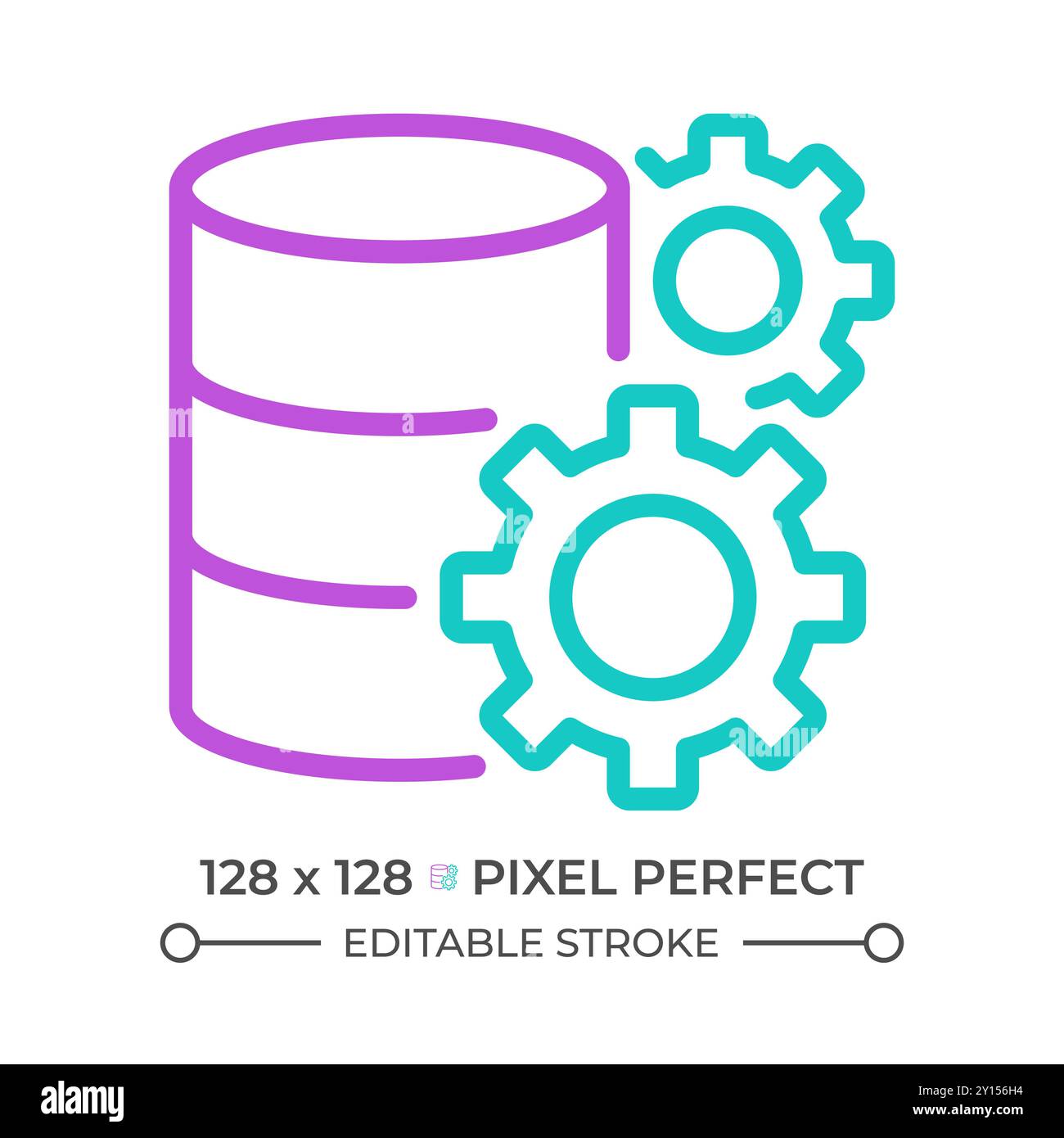 Data settings two color line icon Stock Vector