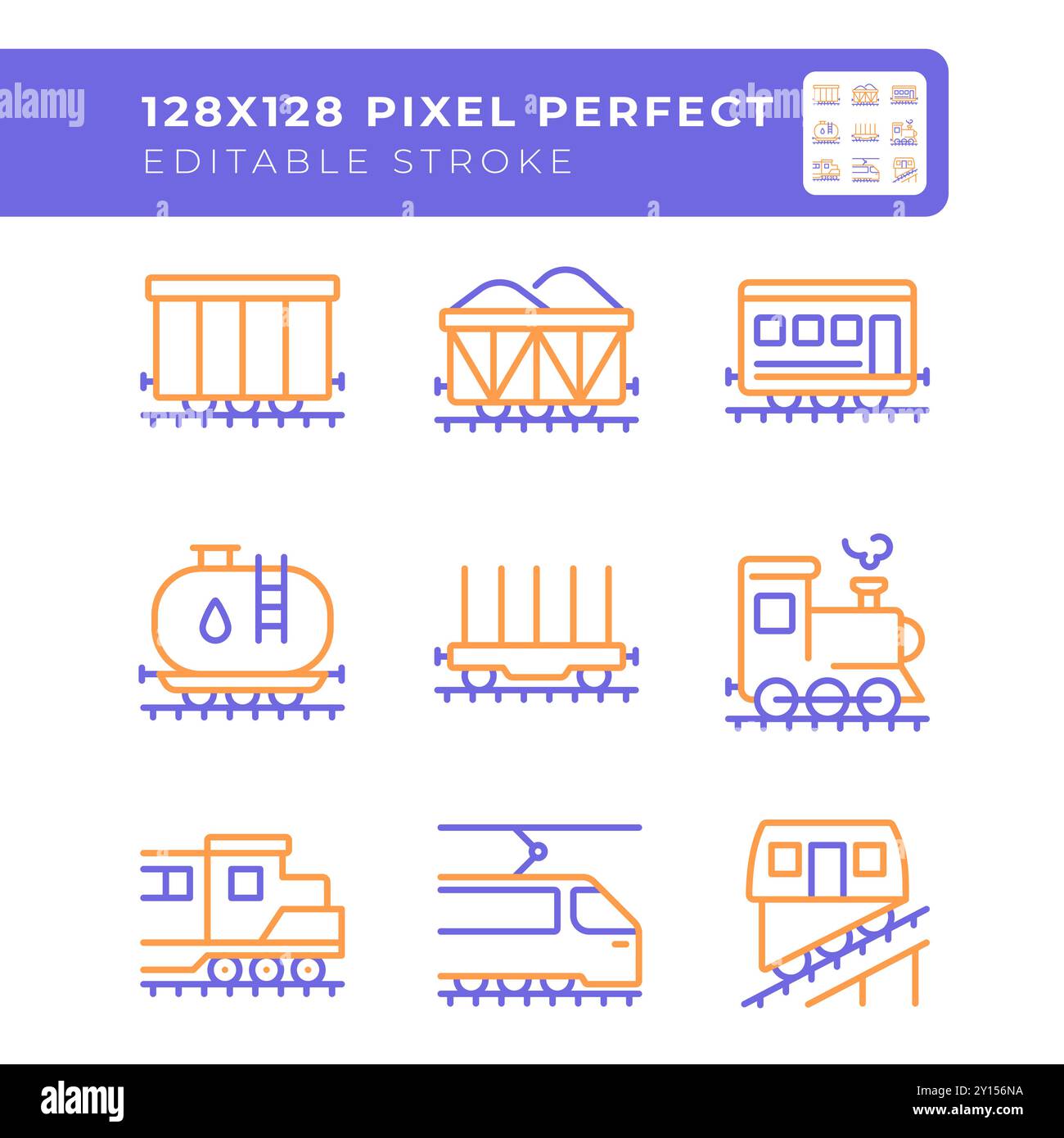 Railway logistics two color line icons set Stock Vector Image & Art - Alamy