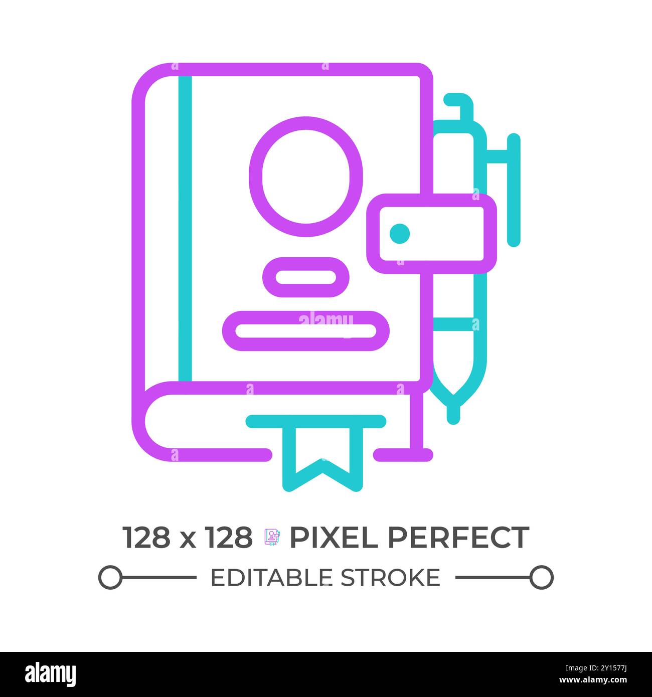 Diary two color line icon Stock Vector