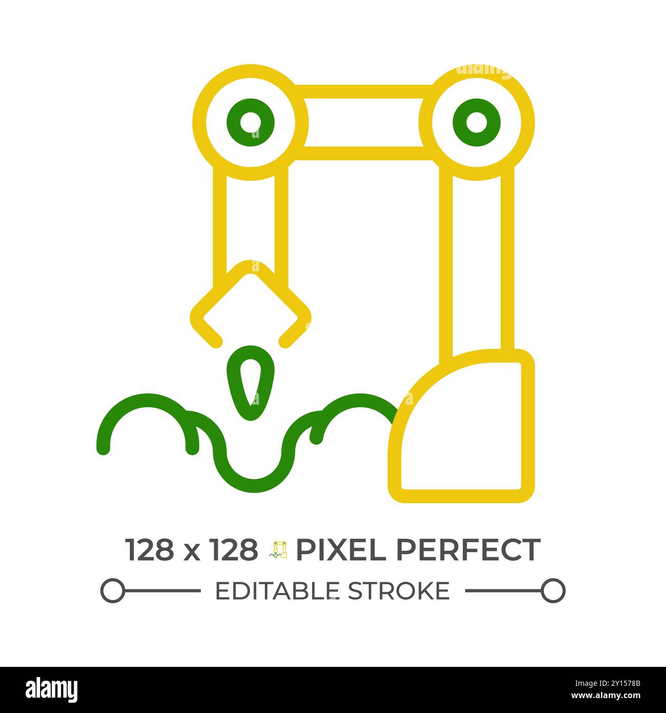 Planting robot two color line icon Stock Vector