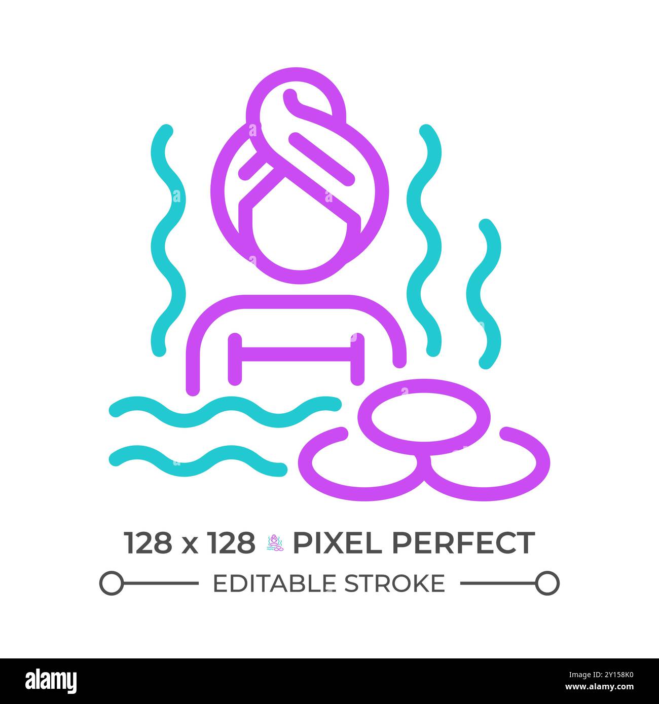 Hot water bath two color line icon Stock Vector