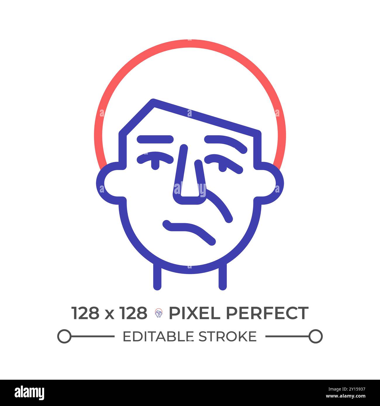 Facial nerve paralysis two color line icon Stock Vector