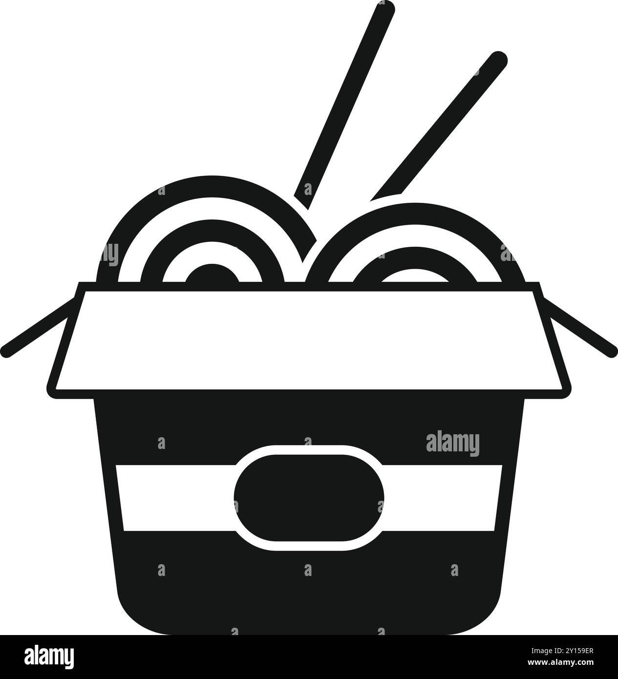 Black and white vector icon of a cardboard takeaway box full of noodles ...