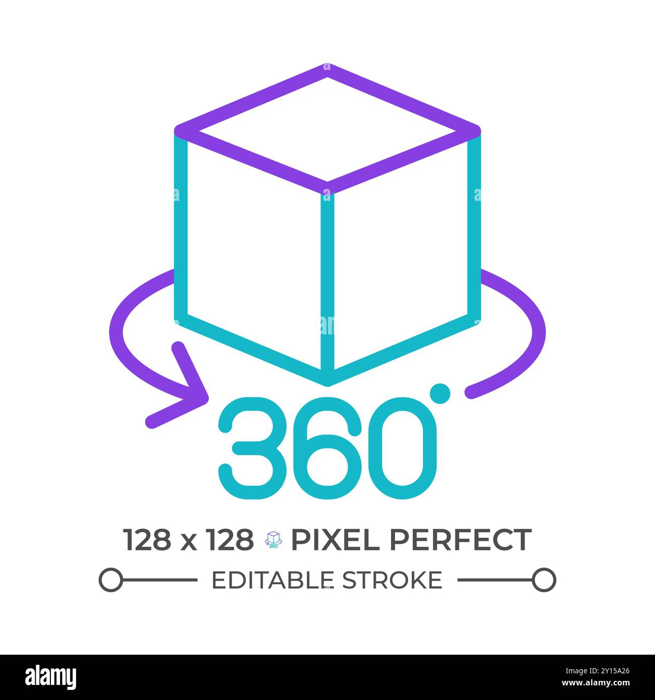 360 view two color line icon Stock Vector