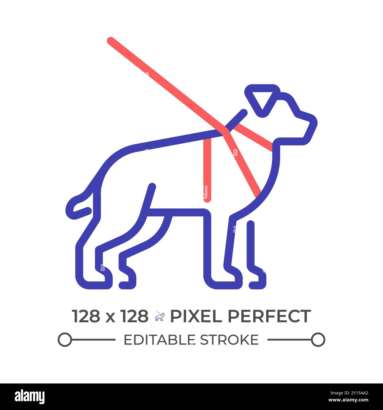 Guide dog two color line icon Stock Vector