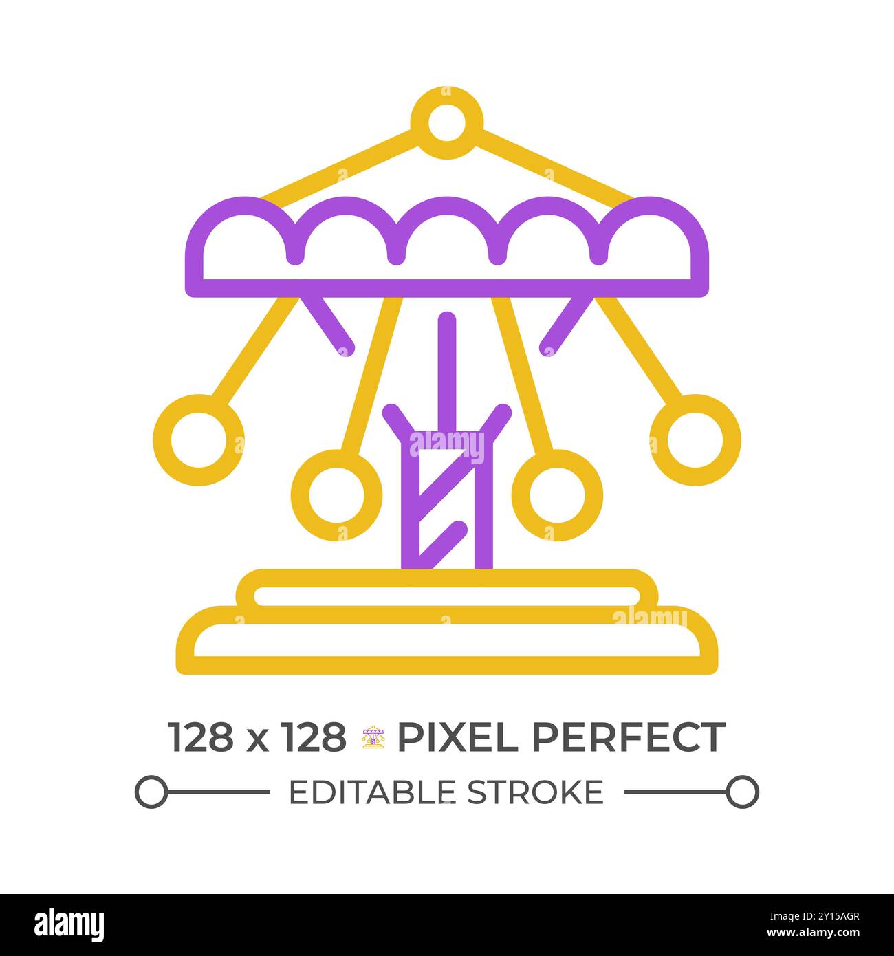 Swinging chain carousel pixel perfect two color line icon Stock Vector