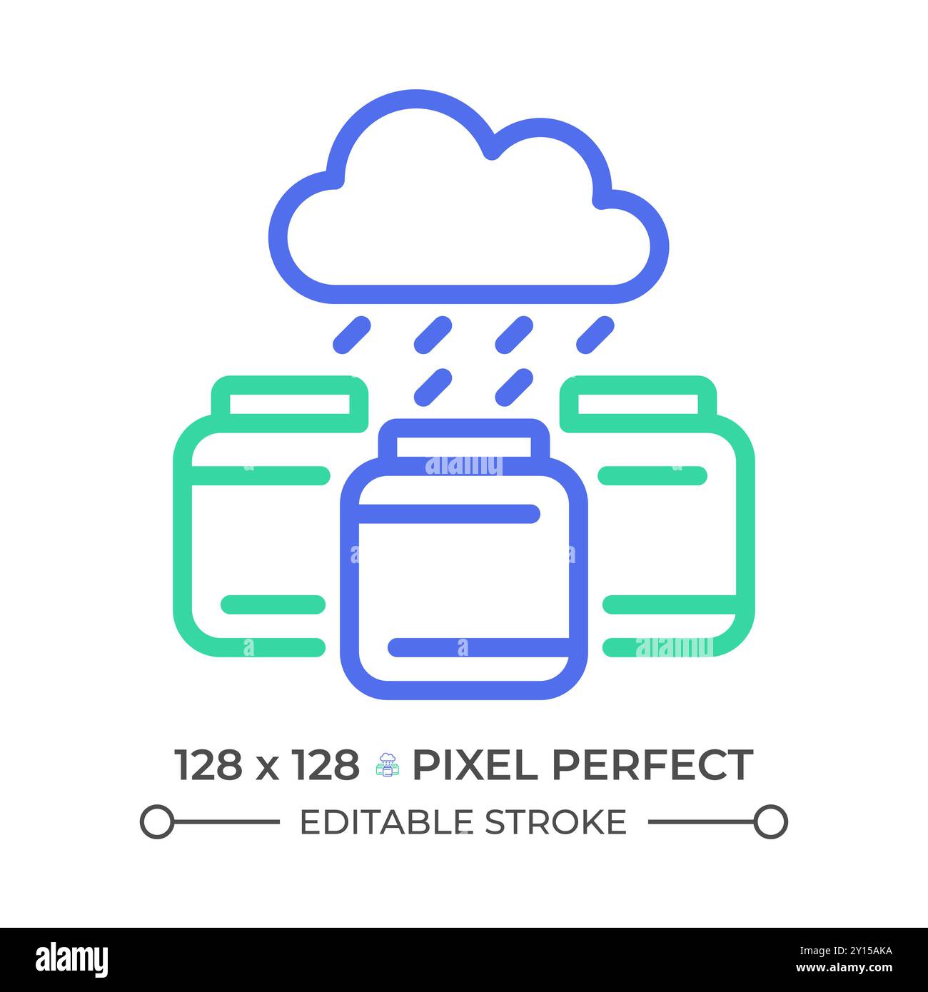 Rainwater harvesting two color line icon Stock Vector