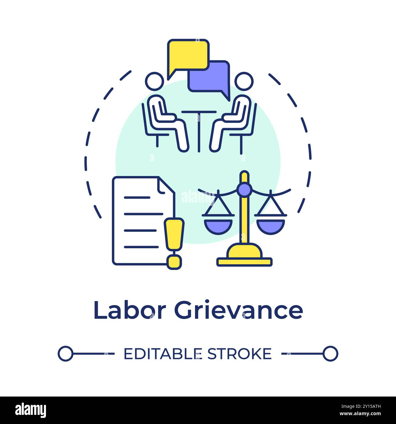 Labor grievance multi color concept icon Stock Vector
